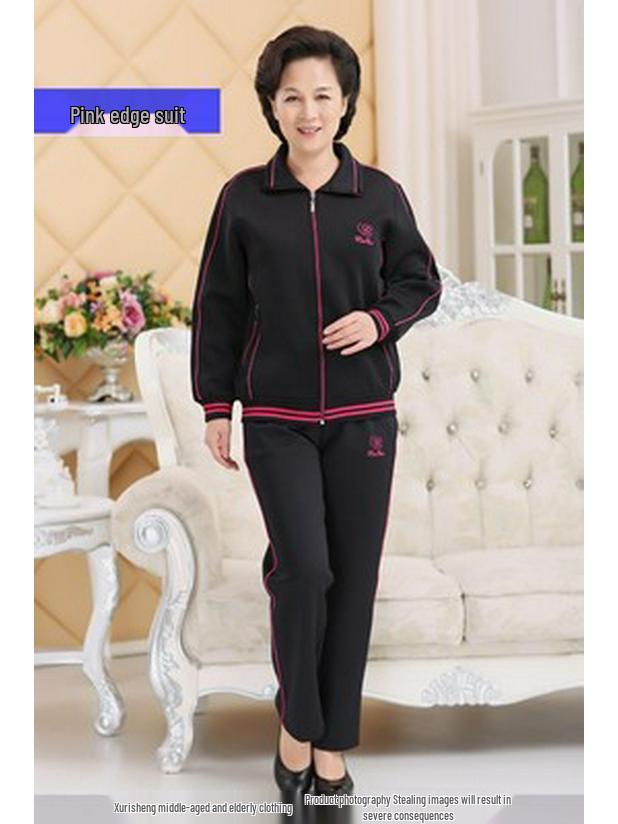 Sportbekleidungs-Set für Damen in Übergröße - Frühjahr/Herbst 2023, Zweiteiler mit langen Ärmeln für Mütter mittleren Alters und ältere Mütter