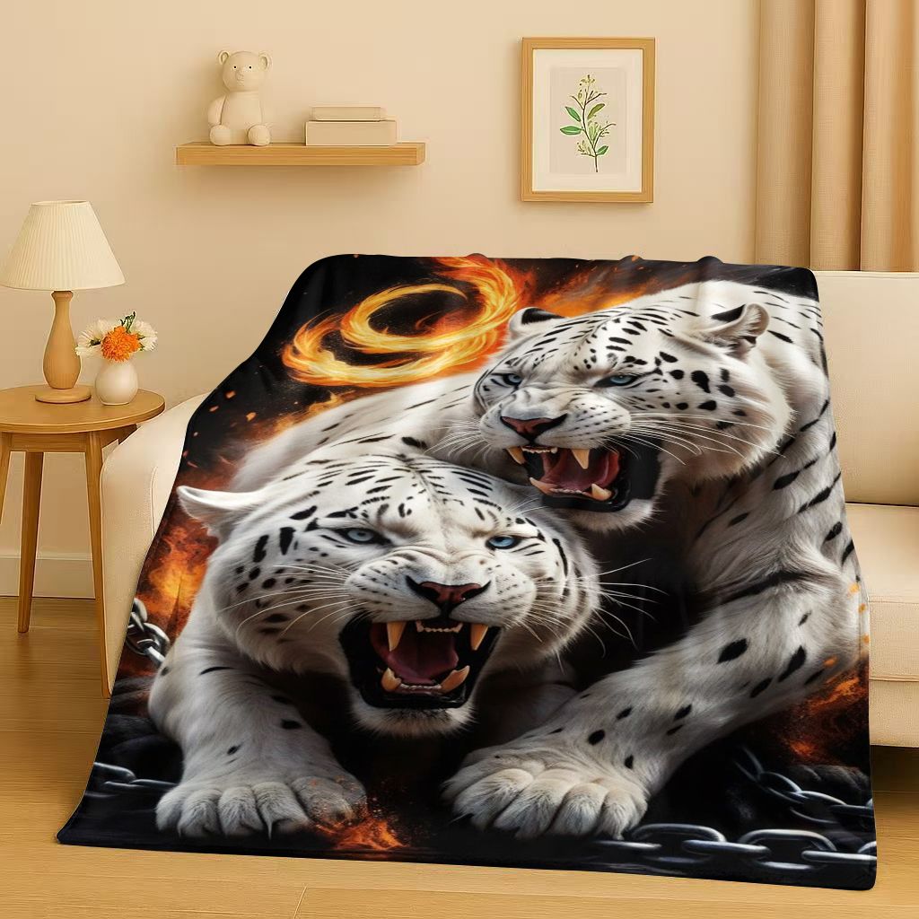 26 Style Tiger Lion Beast Art Cartoon Flannel Blanket,Ultra Soft Warm Plush Throw for Home Bedroom Bed Sofa Cover Office Travel