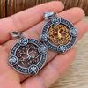 Stainless Steel Viking Odin Triangle Logo Rune Luna Tree of Life Necklace Pendant
