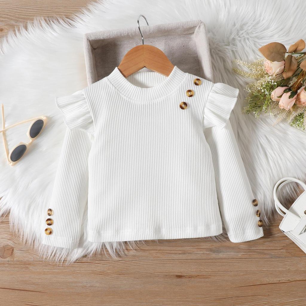 Europäischer & Amerikanischer Stil Mädchen Geripptes Top mit Fliegenärmeln & Unregelmäßiges Karomuster Rock Hosen Set