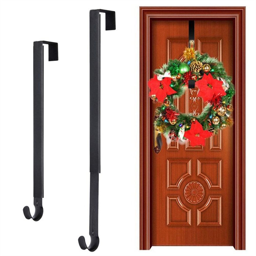 Black/White Wreath Hook Metal Wreath Door Hanger Adjustable Garland Hanger  Over the Door