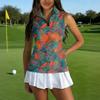 Women Golf Sleeveless Zip Polo Shirt with Collar Polka Dot Print Athletic Tank Top for Sports and Outdoor Activities