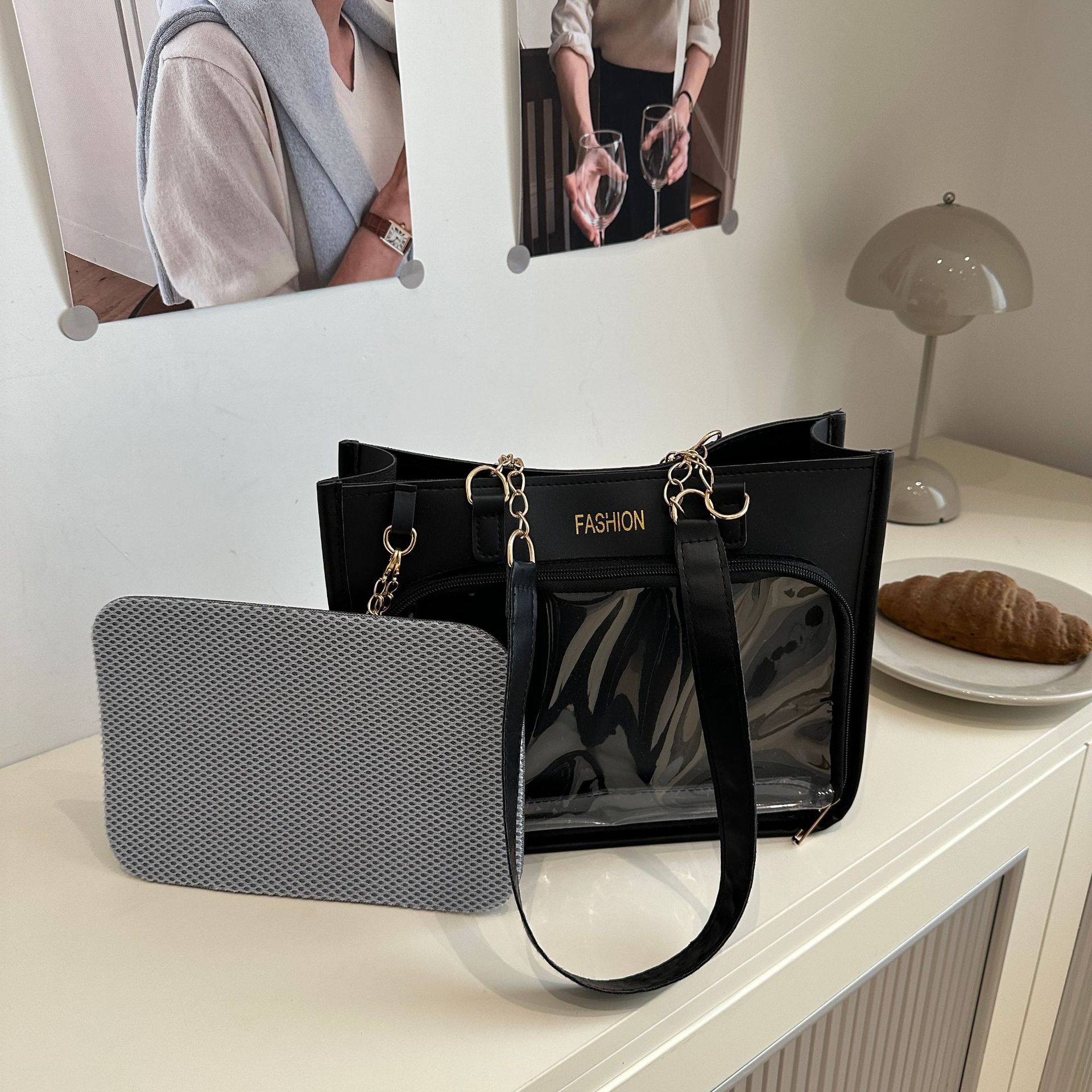 

Супер популярная двухмерная сумка-боль новая модная универсальная сумка для колледжа в студенческом стиле прозрачная портативная сумка чёрный