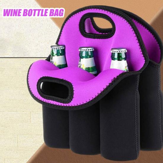 Wine Bottle Bag Six-Pack Insulated Diving Material Portable Outdoor Beer Cover Cooling Holder Carrier for Party
