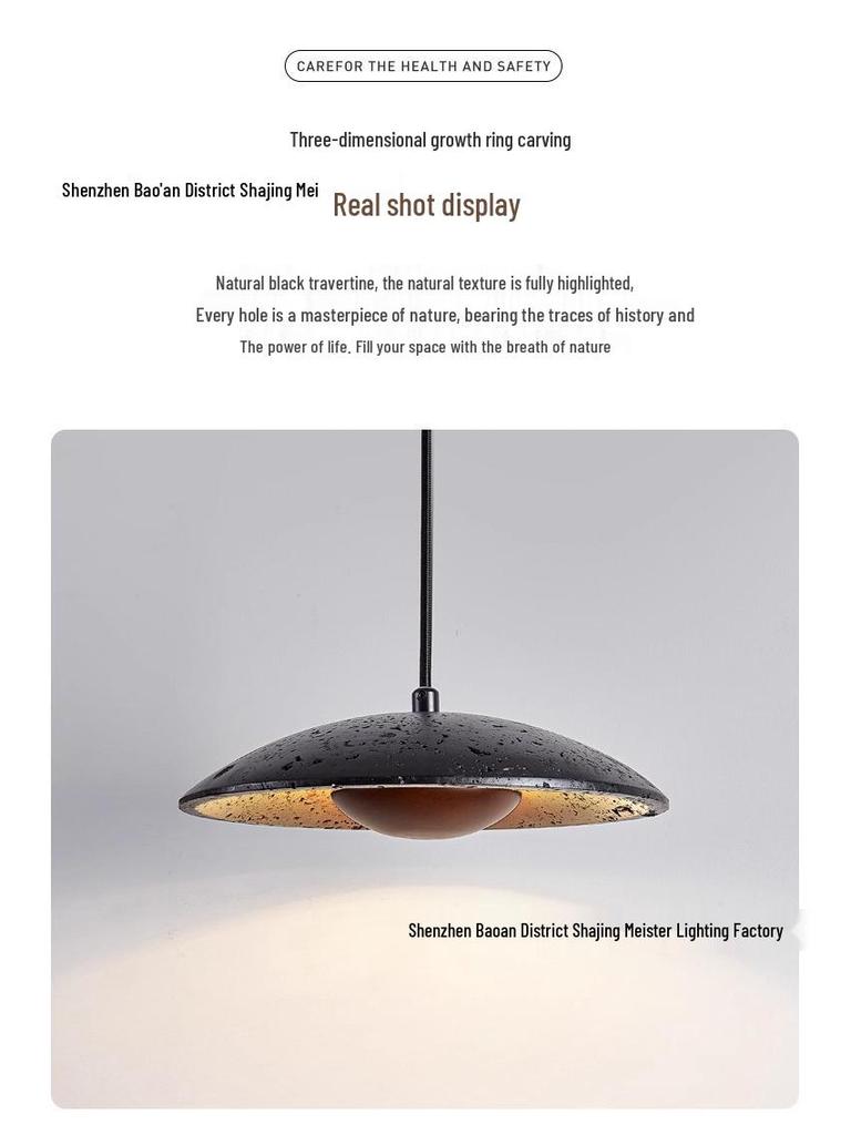 Mid-century Wabi-sabi Travertine Pendant Light for Dining & Bedrooms