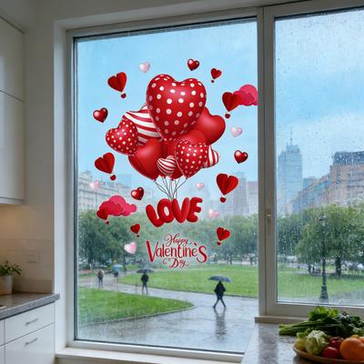 Valentinstag Fenstersticker Große Rote Rosa Herz Fensteraufkleber Doppelseitig Wiederverwendbare Aufkleber für Hochzeit Jubiläum Party Zuhause Glastür