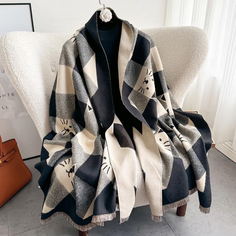 Women's Plaid Cat Imitation Cashmere Scarf Shawl