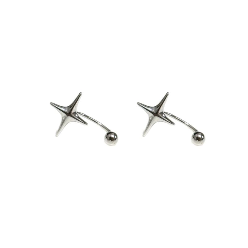 Komeiku Cross Eight-Pointed Stars Niche Style Fashion Ins Medium Cold Wind Fancy Double Ear Piercings Men's and Women's Ear Studs