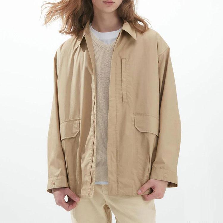 UNIQLO Solid Color Pocket Single-Breasted Jacket Men jackets Dark-Beige 457986-32