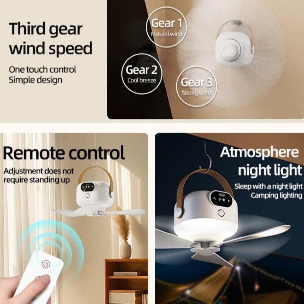 Rechargeable Hanging Fan Light with Remote Control Electric Fan Night Lamp  Canopy Use