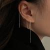 Vintage Silver Color Long Earrings Wire Tassel Chain Drop Earring Women's Ear Line Straight Hanging Earings Korean Jewelry Gifts