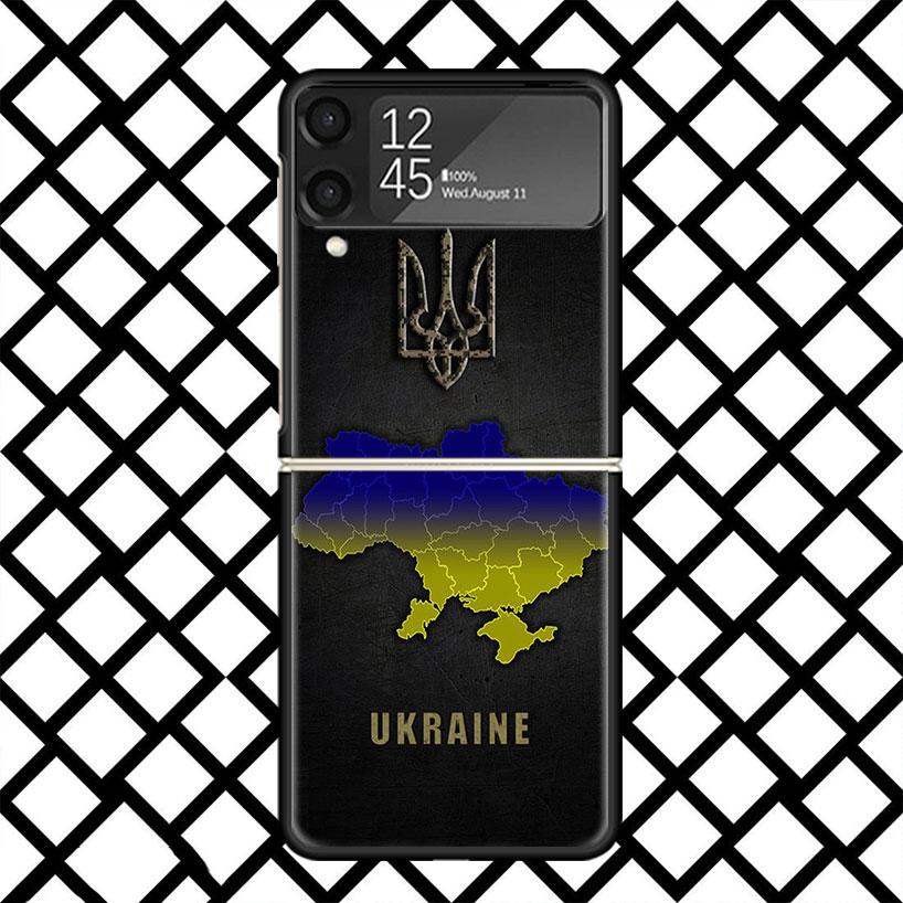 Ukraine Flag Phone Case For Samsung Z Flip 7 6 5 4 3 Galaxy ZFLIP7 ZFlip6 5G Flip5 Flip4 Flip3 5g Black Hard Cover