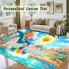 Crystal Velvet Square Rug Custom NameCare Bears Pattern Non Slip Home Floor Decor Rug