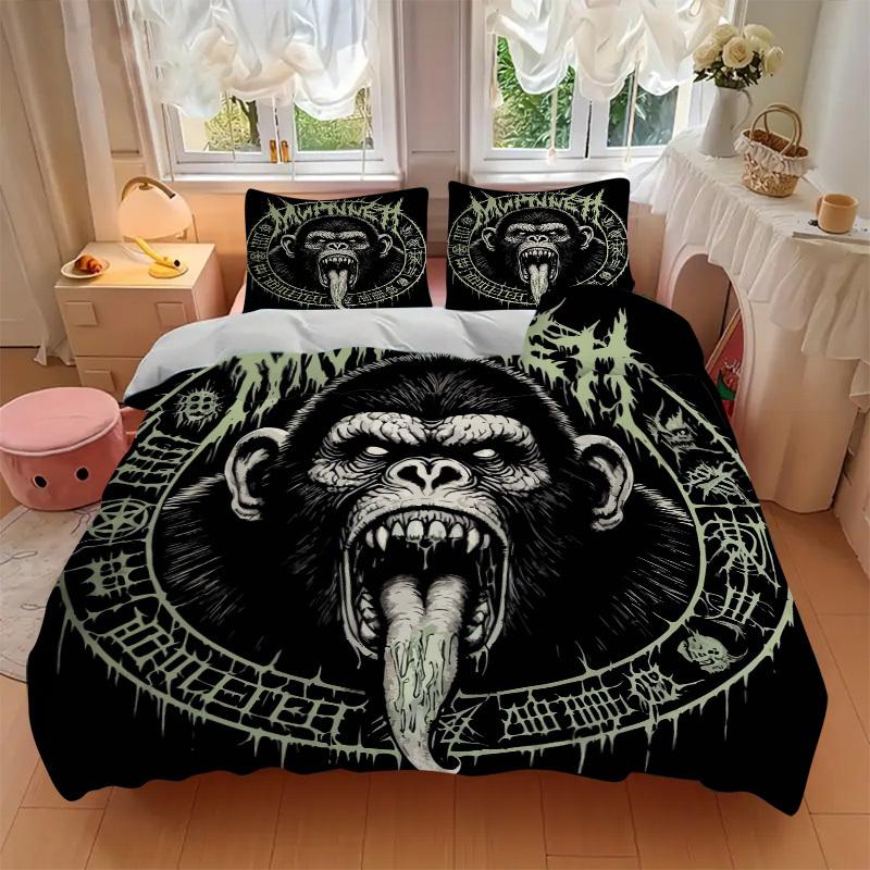 3pcs Mutant Monkey Bedding Set - Includes One Quilt Cover and Two Pillowcases (No Core) - Anime Cartoon Design, Perfect for Bedroom and Gues