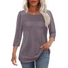 Autumn Round Neck Seven Quarter Sleeve Pleated Top Women's T-shirts
