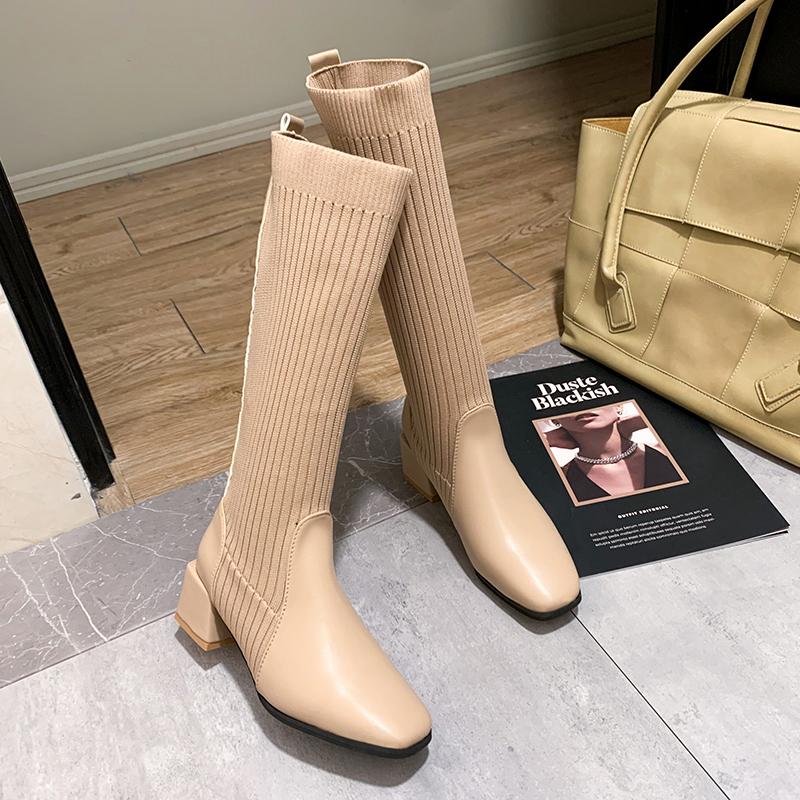 Knee High Sock Boots for Women   StyleWomen's Long Shoes Women's Elegant Autumn Wedge Heel Elastic