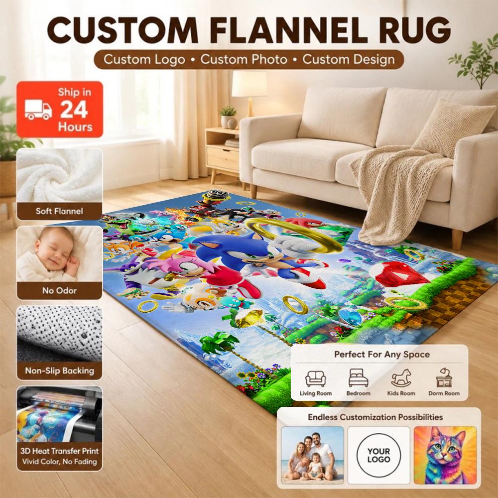 Sonic Hedgehog Carpet Floor Mat Shaggy Rug 8X10 Rug Kids Room Rug Kitchen Floor Mat Fast Drying