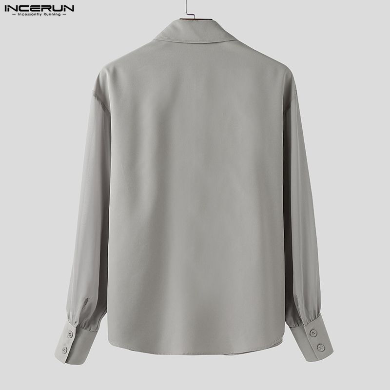 INCERUN Oversized Elegant Men Multi-layered Neck Long Sleeve Ruffled Casual Loose Shirts