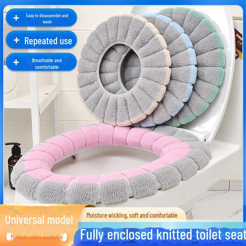 O-Shape Dirt-Resistant Plush Toilet Seat Mat with Handle
