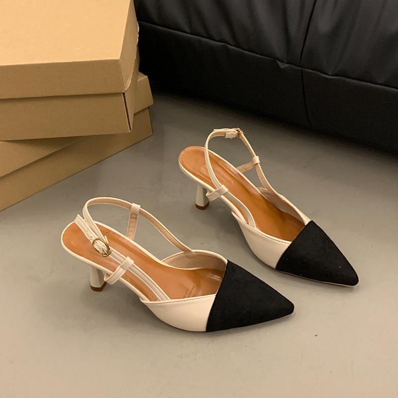 

New summer bag head sandals women s pointed head stiletto high heels temperament Muse Fan shallow mouth 36 покинуть белый