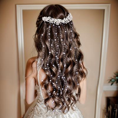 Elegantní hřebínek do vlasů s umělými perlami Třásně do vlasů Nádherný třásňový pásek s korálky Svatba Nevěsta Pokrývka hlavy