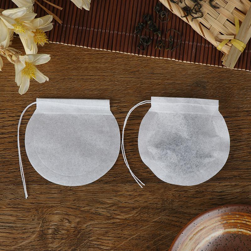 100Pcs White Round Tea Bags Empty Filter Paper Teabags With String For Herb Tea