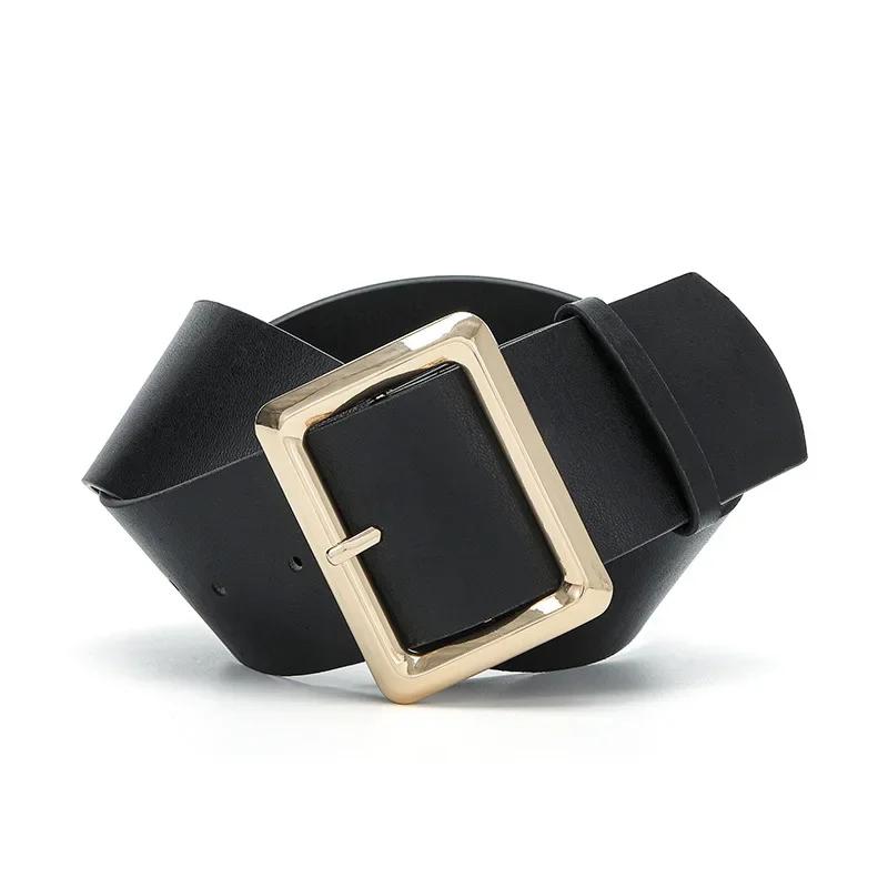 Nový Vintage Módní Dámský Široký Pás s Velkou Sponou Dekorativní PU Dámský Pás k Šatům