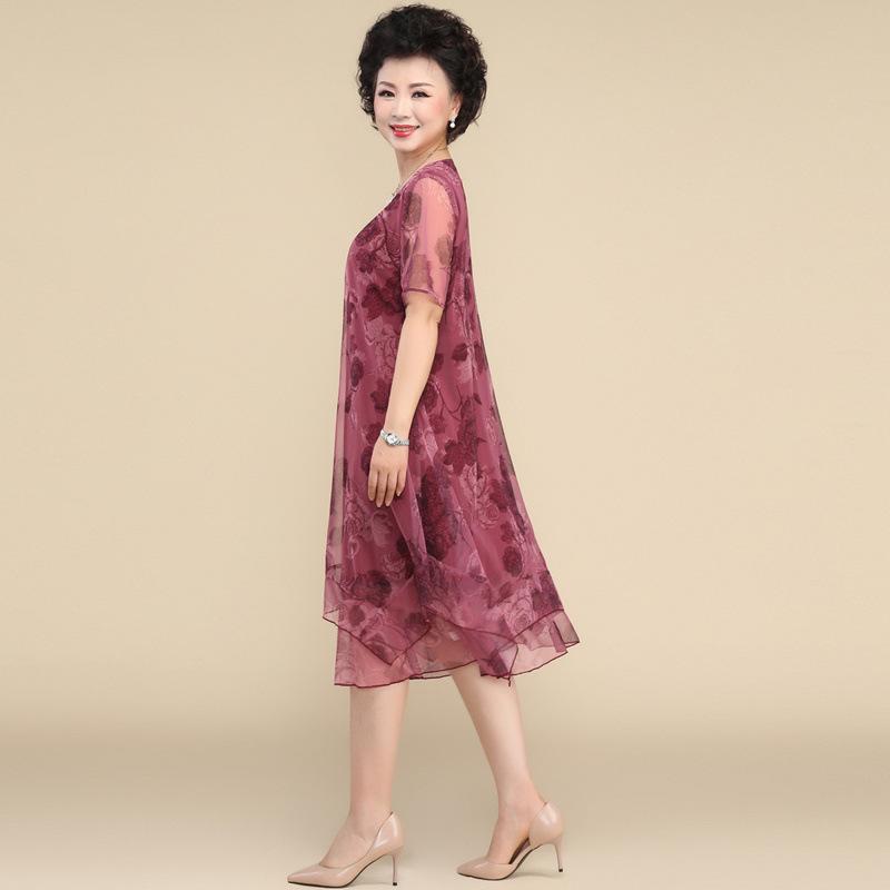 Women's Short Sleeve Round Neck Loose Plus Size Midi Dress