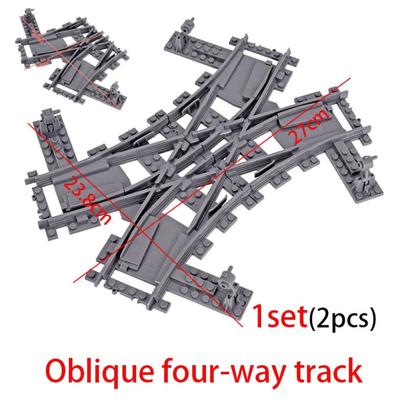 City Trains Left and Right Points Flexible Switch Railway Crossing Tracks Rails Forked Straight Curved Building Block Bricks Toy