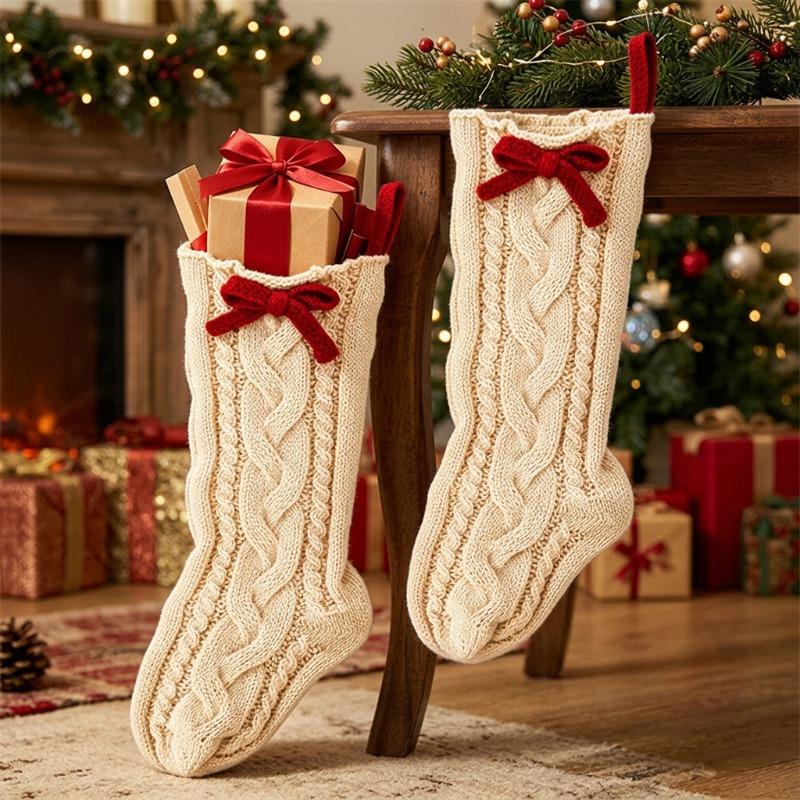 Christmas decorative stockings twisted knitted socks modeling Christmas tree pendant Christmas decorative Christmas stockings pendant gift