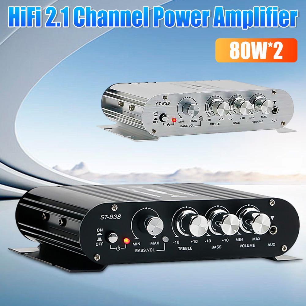 ST-838 HiFi 2.1 Kanal Leistungsverstärker Stereo Bass Sound Verstärker RMS 20W x 2 + 40W Klasse Mini Media Player MP3 Auto Schwarz Zuhause Verstärken