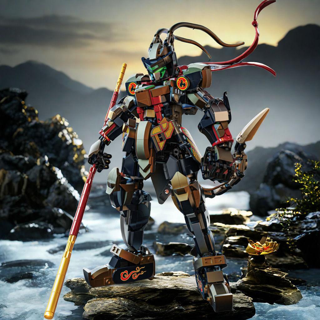 80029 Educational Toy Deformation Mecha Journey To The West Black Wukong Model Assembly Children'S Building Block Toy Gift