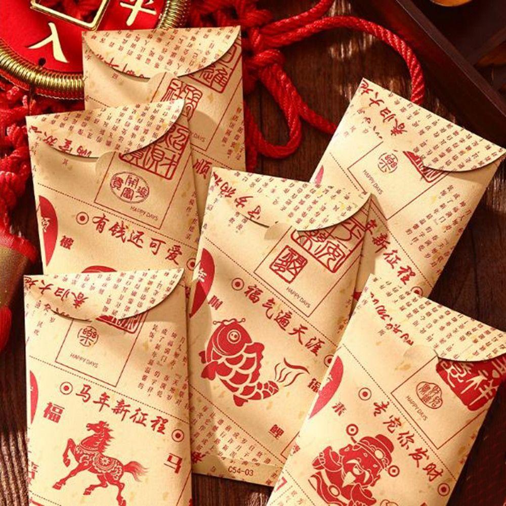 6Pcs Chinese Style Horse Year Money Envelope Traditional Spring Festival Envelope  Birthday Gift