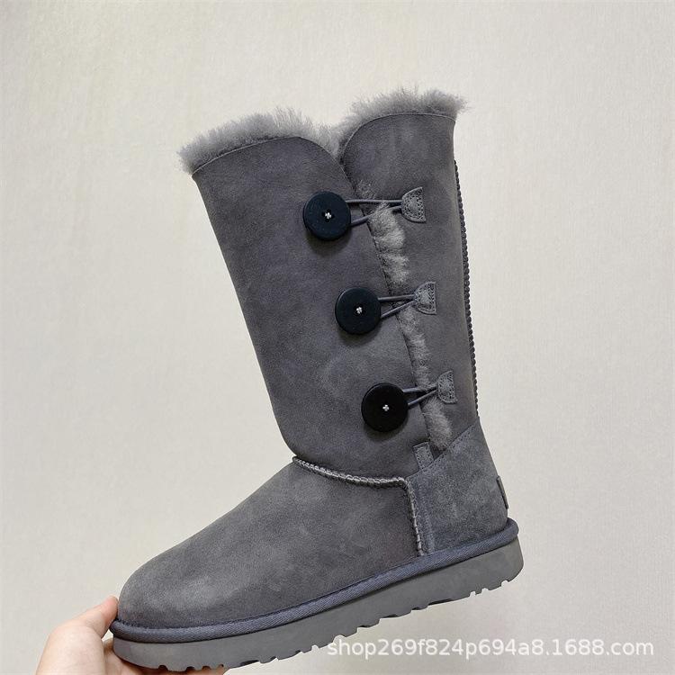 Sangpo snow boots women's fur integrated classic long tube piled thickened real wool warm cotton shoes men's winter shoes