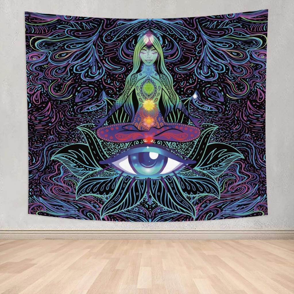 Sieben Chakra Wandteppich Yoga Meditation Wandteppich Buntes Mandala Indisch Hippie Wandteppich Wandbehang für Wohnzimmer Schlafzimmer