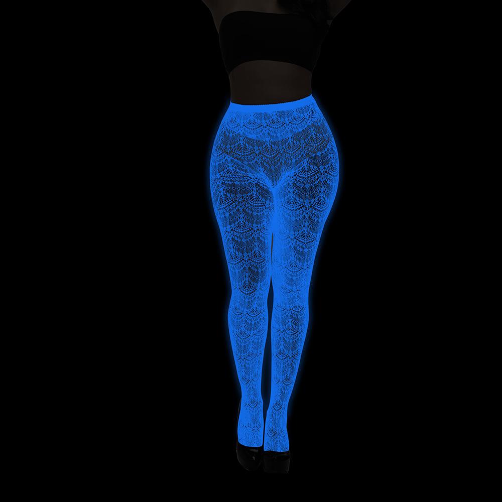 Night luminous leggings blue light pantyhose lace hollow luminous fishnet socks fluorescent sexy jacquard socks