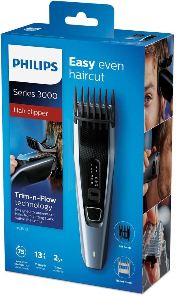 Philips Series 3000 Electric Hair Clipper 13 length settings Black et Blue
