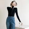 Black V-neck Sweater Sweater for Women In Autumn and Winter New High-end Slim Fit Inner Layering Shirt Top