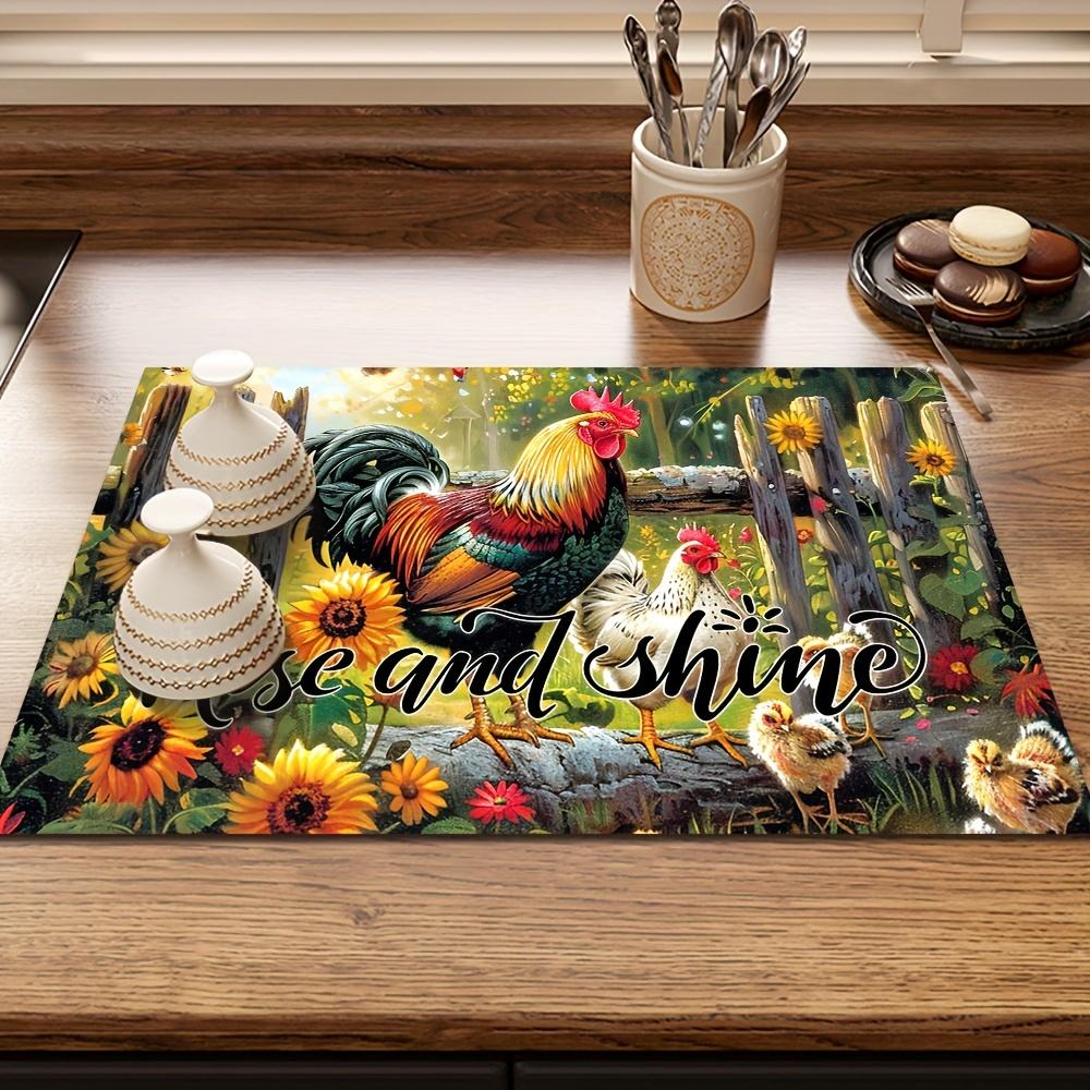 

1 шт. резиновый коврик для сушки петуха с ретро-кофейной посудой для кофейни, кухонный ковер, посуда, прочный коврик для стола из диатомовой грязи, коврик для кофейни для домашних животных 50*80 CM