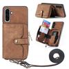 For Samsung Galaxy A56 5G PU Leather Phone Back Cover with Zipper Card Holder and Long Strap