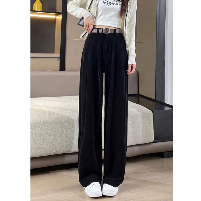 Autumn Winter Lady Snow Warm Pants Classic Fleece High Waist Trousers Women Straight Leg Plush Thermal Casual Pants