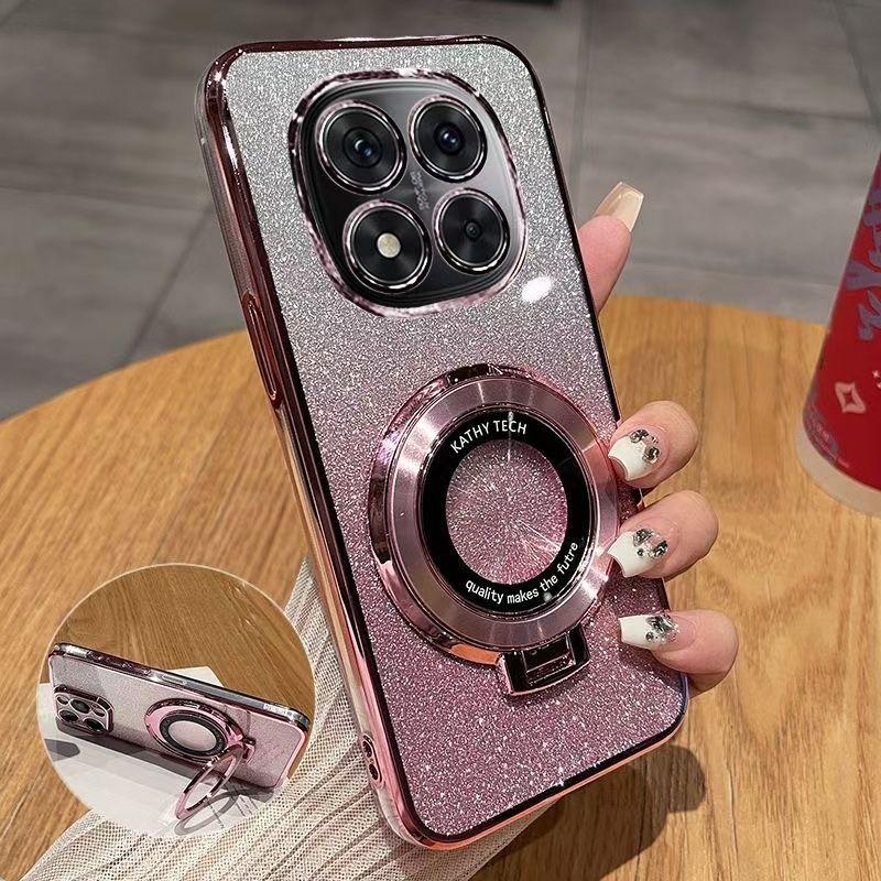 Glitter Plating Case For Xiaomi Redmi 14C Note 14 Pro Plus 4G 5G Fundas For Magnetic Phone Holder Soft Silicone Cover