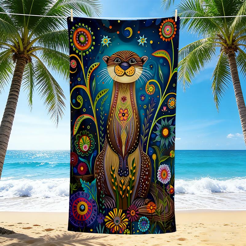 1Pc Otter Dreamy Garden Beach Towel, Quick Dry, Multi-Use for Beach Pool Gym Yoga Home Travel, Christmas, Halloween, Xmas Gift M92992