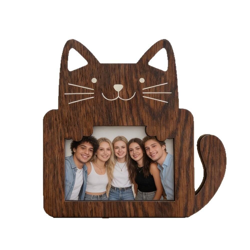 Animal Shaped Desktop Picture Frame Cat Bear Design Photo Display Rack Wooden Photo Frame  Home