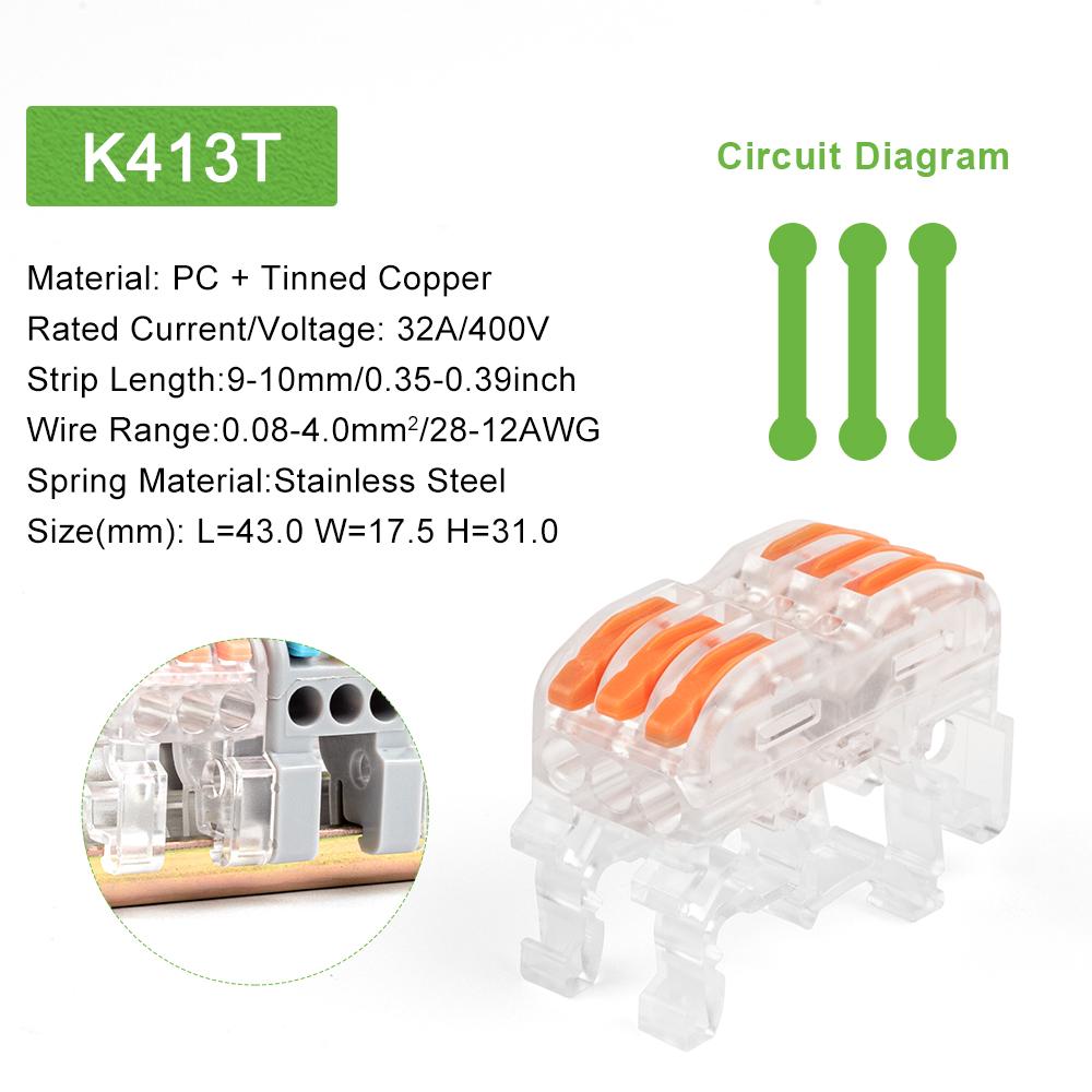 Din Rail Wire Connector  Fast Universal Compact Electric Cable LED Light Lamp Conector Wiring Conductor Terminal Block 2/3pin