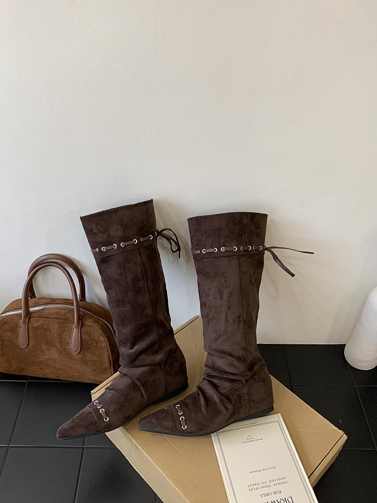 Fashion Fashion Bohemia Knee-length Women Boots Tassels Faux Suede Boots Girl Clogs Cork Insole Long Botas Mujer Winter Outdoor Shoes
