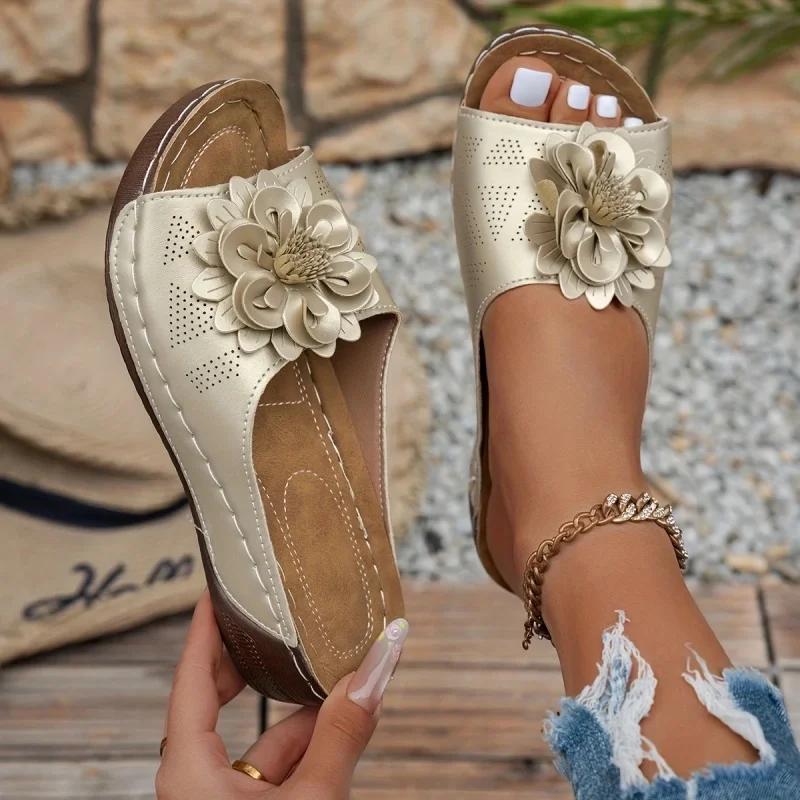 Fashion Women Slippers Non-Slip Walking Shoes Slip on 2025 Summer New Wedge Sandals Women Party Slippers Woman Footwear Slides Women