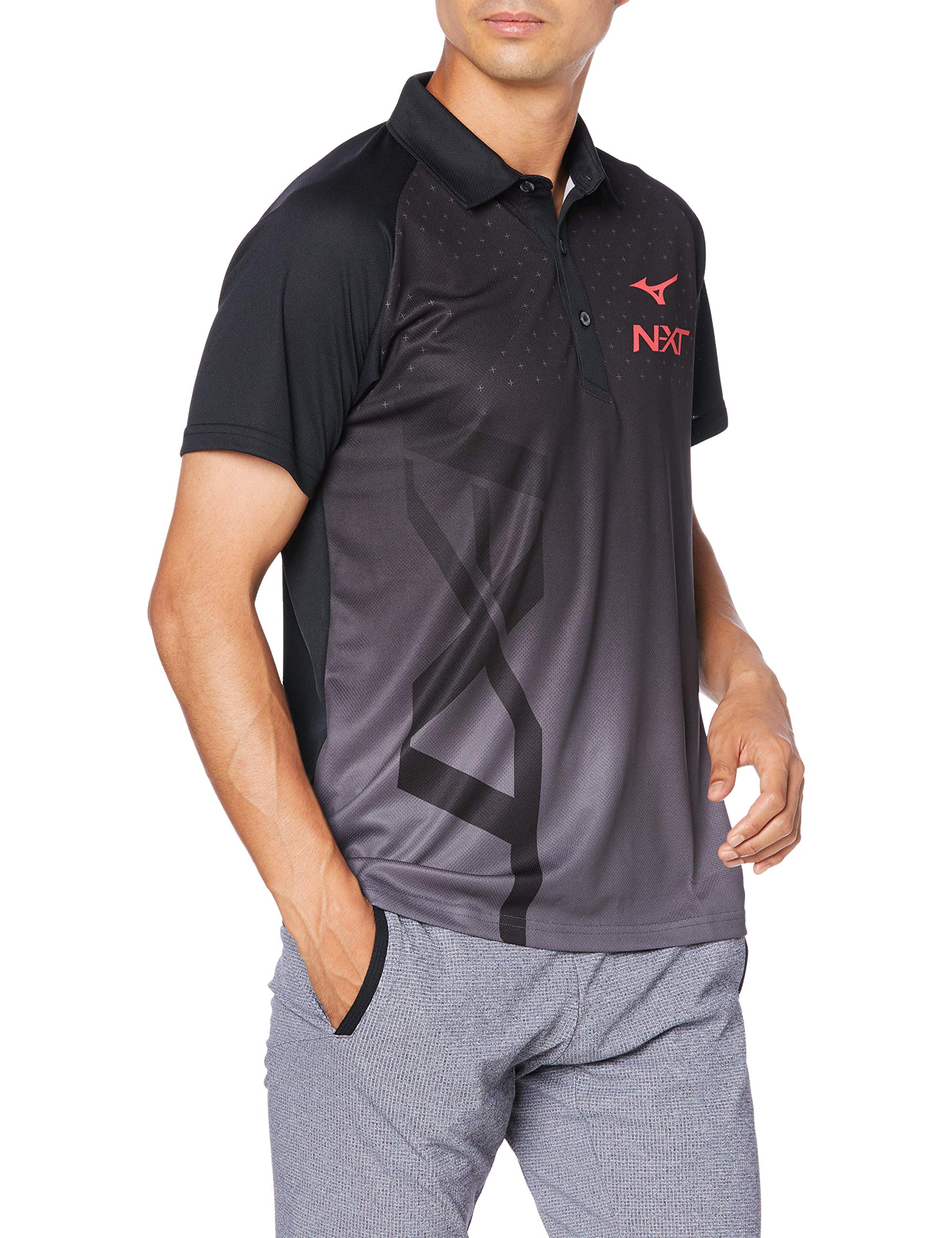 

Mizuno Training Polo Short Slim Black x Size M Size N-XT Shirt, Sleeve, Fit, 32JA0270, Black, (Japan M)