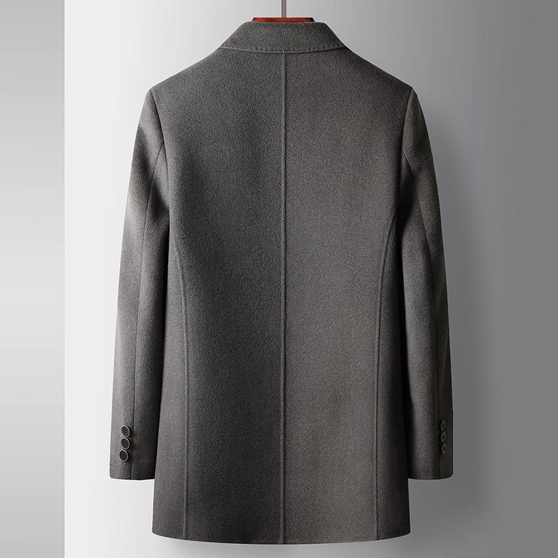 Autumn and Winter Suit Collar Double-sided Tweed Trench Coat Youth Business Take-off Goose Down Liner Wool Warm Jacket