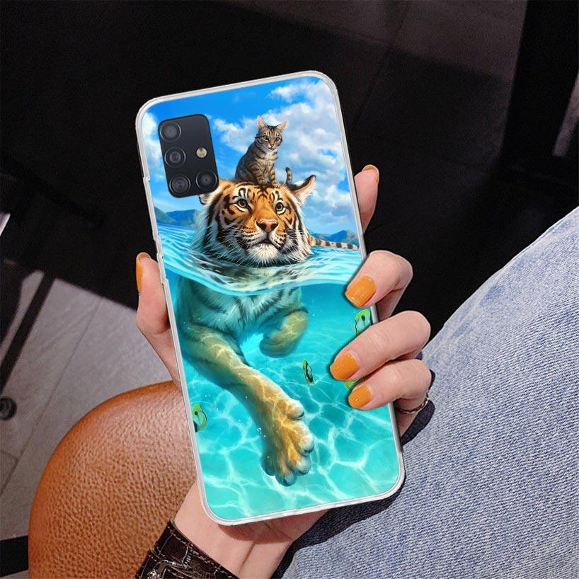 Cool Animal Big Cat Tiger Phone Case For Samsung Galaxy A52 A32 A22 A12 A51 A31 A50S A30S A20S A10S Note 20 Ultra 10 Plus S10 A7